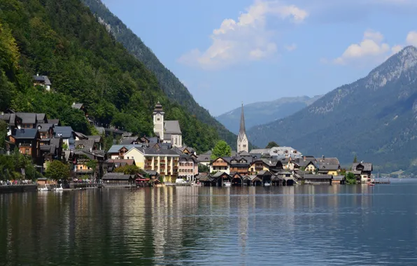 Picture City, summer, Austria, Hallstatt, Lake, Sommer