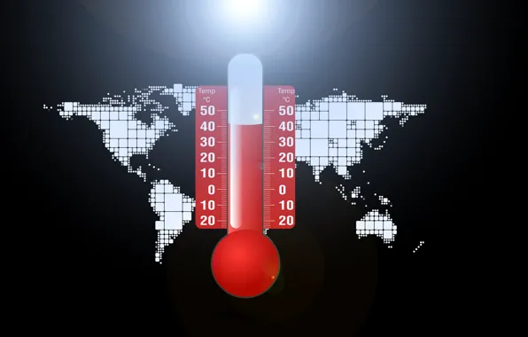 Picture the problem, planet, thermometer, temperature, climate change