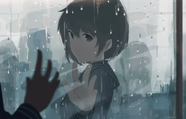Picture rain, blue, eyes, anime, art, mfua. RU