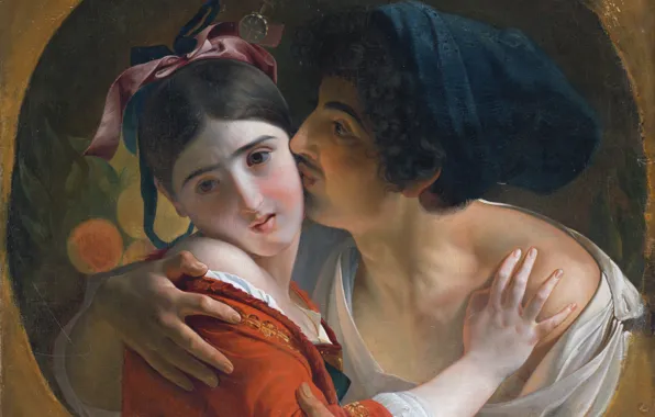 Picture kiss, a guy and a girl, After Feodor Antonovich Moller, THE KISS