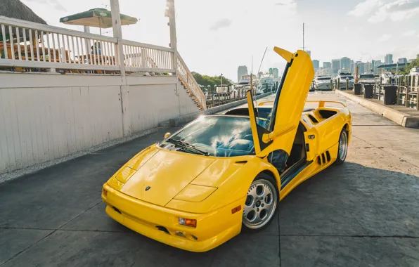Picture Yellow, Supercar, Lamborghini Diablo