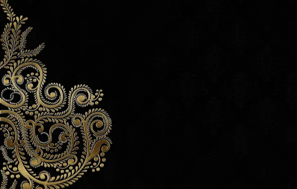 Picture background, gold, pattern, black, ornament