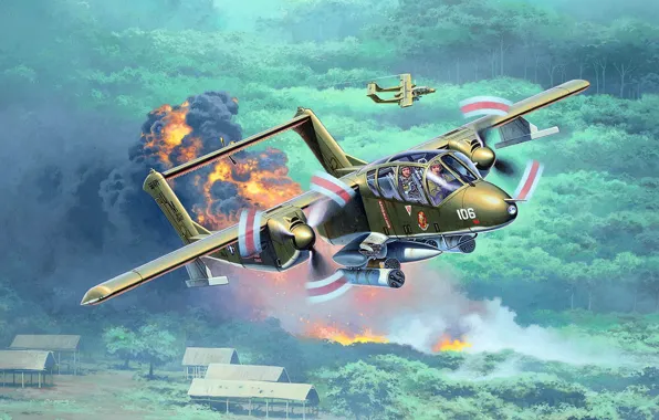 Picture North American, Bronco, American light attack aircraft, OV-10А, the first and main production version