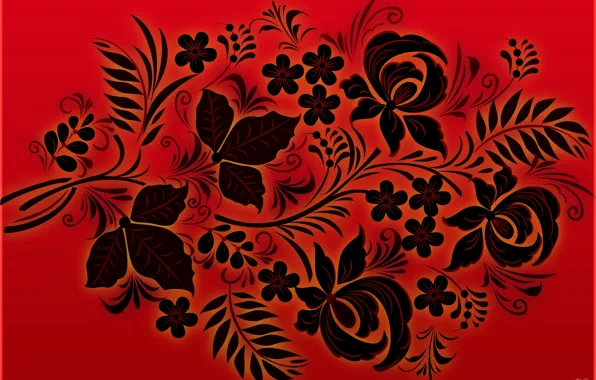 Picture Red, Black, Style, Background, Khokhloma, madeinkipish, Ivan Ivanovich