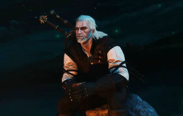 Picture night, Geralt, CD Projekt RED, The Witcher 3: Wild Hunt, The Witcher 3: Wild Hunt