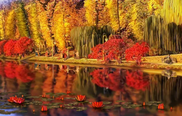 Picture landscape, nature, Park, stay, art, walk, Nina Vels, Feofania Park autumn in old Kiev