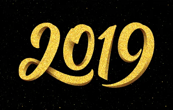 Picture background, gold, New Year, figures, golden, New Year, Happy, 2019
