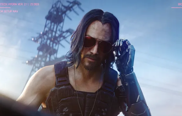 Picture glasses, Keanu Reeves, prosthesis, Keanu Reeves, Cyberpunk 2077, CD PROJEKT RED, CD Project Red, Johnny …