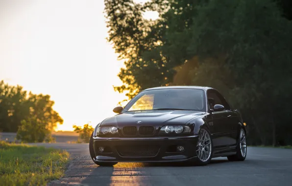 Picture BMW, Classic, Black, Sunset, E46, Evening
