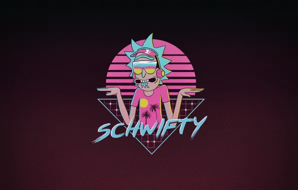 Picture Minimalism, Figure, Art, Neon, Rick, Rick and Morty, Synth, Retrowave, Rick Sanchez, Synthwave, New Retro …