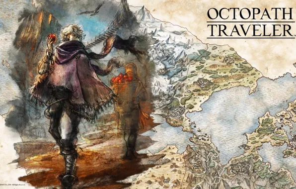 Picture fantasy, game, map, digital art, artwork, fantasy art, thief, Octopath Traveler, Therion