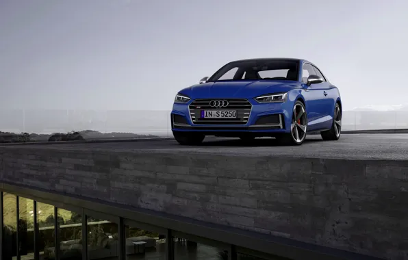 Picture roof, blue, Audi, coupe, Audi A5, Coupe, Audi S5, 2019