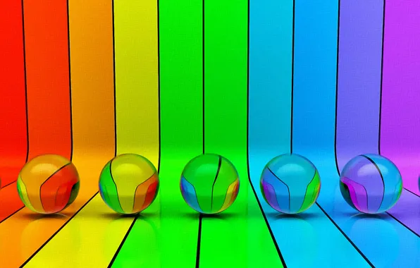 Picture line, abstraction, fantasy, balls, figure, curves, picture, the colors of the rainbow, colored stripes, acrylic …