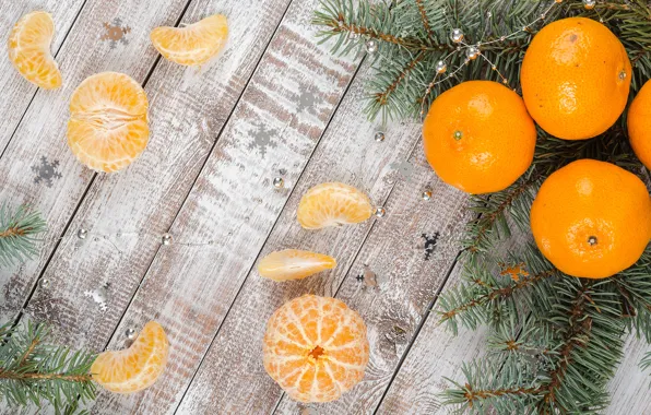 Picture decoration, New Year, Christmas, Christmas, wood, winter, fruit, New Year, tangerines, decoration, tangerine, Merry, fir …