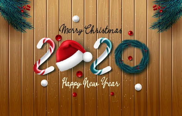 Picture branches, New Year, needles, postcard, template, 2020