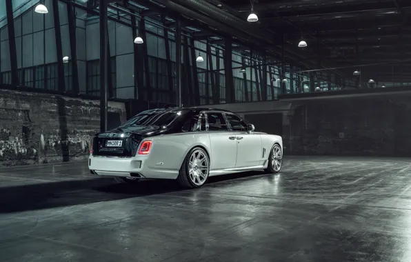 Picture Rolls-Royce, Rolls-Royce Phantom, Tuning, Black and White, Rear, Spofec, 2019, Spofec Rolls-Royce Phantom