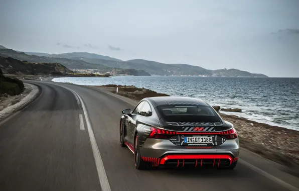 Picture road, Audi, shore, coupe, back, 2020, RS e-Tron GT Prototype