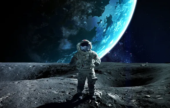 Picture planet, astronaut, sci fi