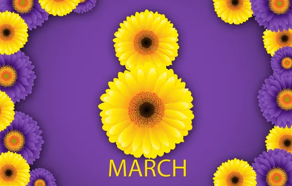 Picture happy, March 8, chrysanthemum, flowers, women's day, women's day