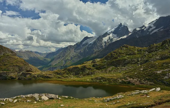 Picture mountains, lake, France, Lake Lerie