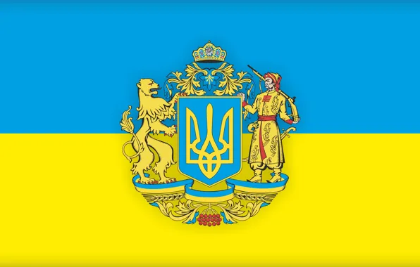 Picture background, flag, coat of arms, Ukraine