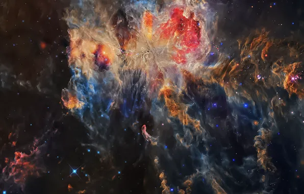 Picture space, stars, nebula, M42, the Orion nebula, dust fiber, cluster of stars a-Line