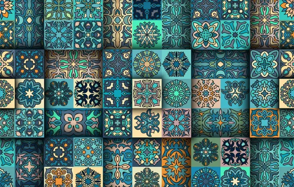 Picture blue, background, pattern, texture, squares, ornament