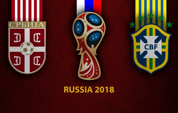 Picture wallpaper, sport, logo, football, FIFA World Cup, Russia 2018, Serbia vs Brazil