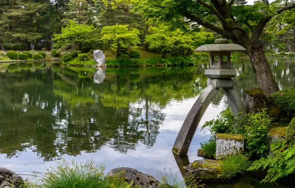 Picture Nature, Japan, Pond, Shore, Park