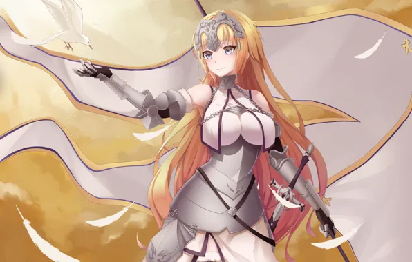 Picture girl, background, flag, art, Fate/Apocrypha, Fate - Apocrypha, Joan of Arc, Fate Apocrypha