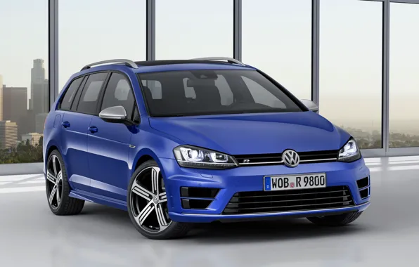 Picture blue, Volkswagen, front, universal, 2014, Golf R Estate