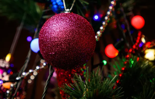 Picture holiday, toys, tree, ball, bokeh