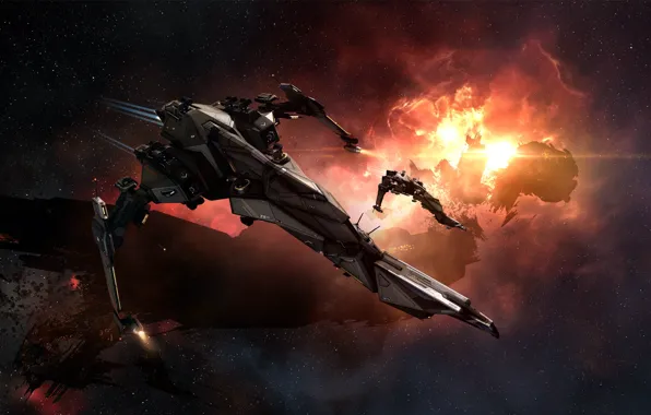 Picture nebula, station, Space, space, ruins, battle, spaceship, eve online, battle, space ship, coooper