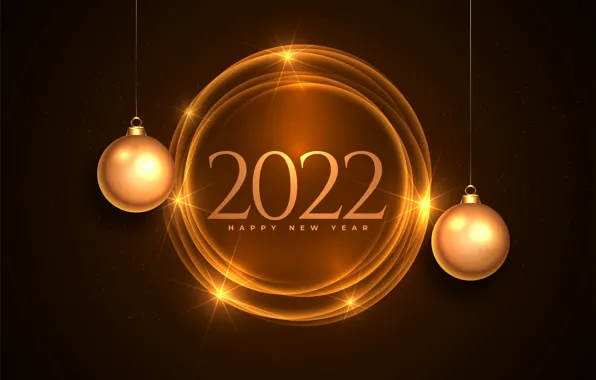 Picture gold, figures, New year, golden, black background, new year, happy, decoration, Golden balls, sparkling, 2022