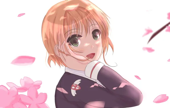 Picture girl, flowers, Sakura Kinomoto, Card captor Sakura