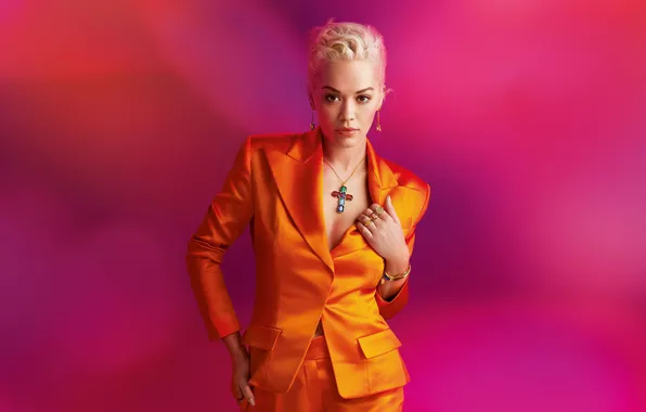 Picture look, girl, decoration, pose, photo, background, beauty, jacket, Rita Ora