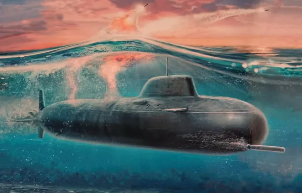 Picture boat, submarine, underwater, atomic, Ash