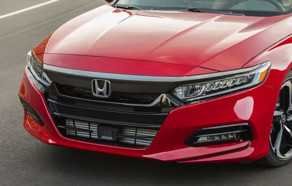 Picture red, Honda, Accord, sedan, 2018, the front part, four-door, 2.0T Sport