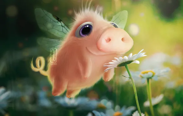 Picture Daisy, fantasy, pig, Krida, by Florianne Becker