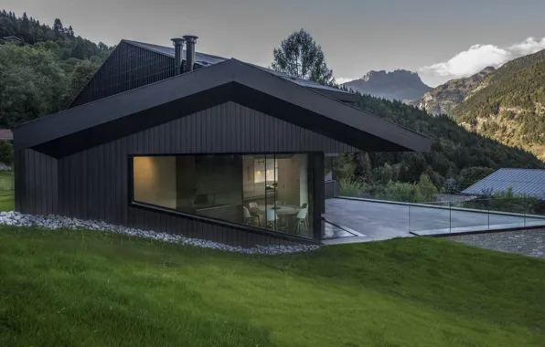 Picture house, France, architecture, by Pierre Marchand Architectes, горный курорт, Cabin in Chamonix