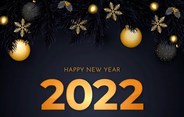 Picture gold, figures, New year, golden, black background, new year, happy, luxury, decoration, figures, sparkling, 2022