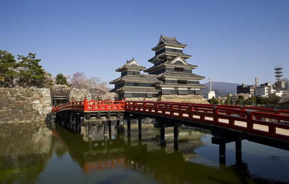 Picture bridge, Japan, Nagano, Matsumoto Castle