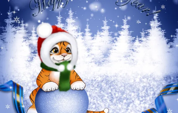 Picture winter, snow, tiger, New year, new year, decor, 2022