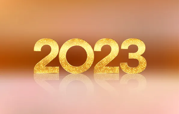 Picture lights, strip, figures, New year, gold plated, orange background, date, 2023, New Year 2023