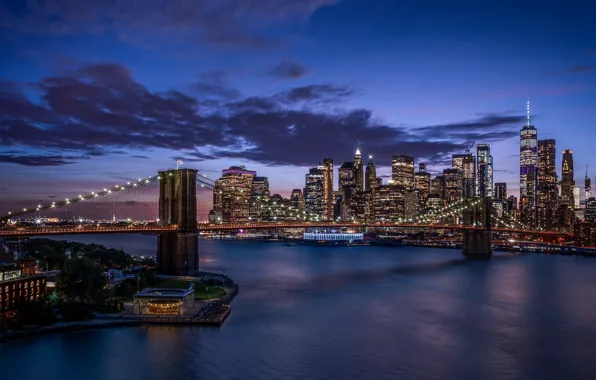 Picture New York, USA, Brooklyn Bridge, East River
