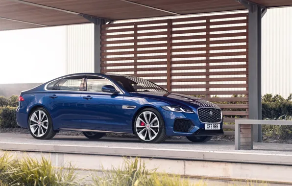 Picture blue, Jaguar, sedan, side, Jaguar XF, 2020, XF
