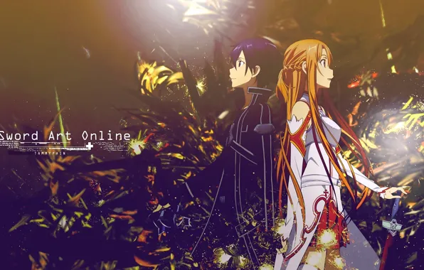 Picture anime, art, Sword art online, Sword Art Online, Asuna, Kirito