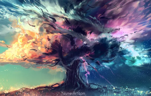 Picture tree, fantasy, by Yuu, Элементы жизни