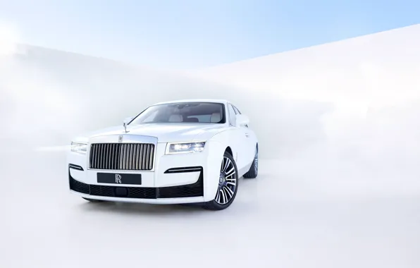 Picture White, Rolls Royce, Ghost, V12, Front, 2020, 571 HP, Светлый фон, Система Planar, 6.75-литровый бензиновый …