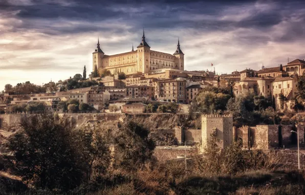 Picture castle, panorama, Spain, Toledo